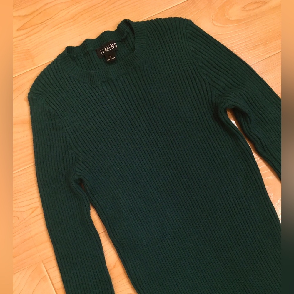 Deep Green Sweater Dress Midi Length